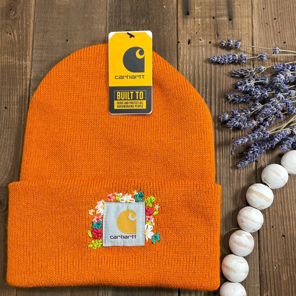 Carhartt Accessories - Hand Embroidered Carhartt beanie in Marmalade